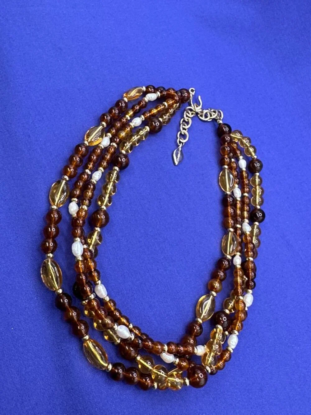 Givenchy Multi-Strand Faux Amber & Baroque Pearl Necklace